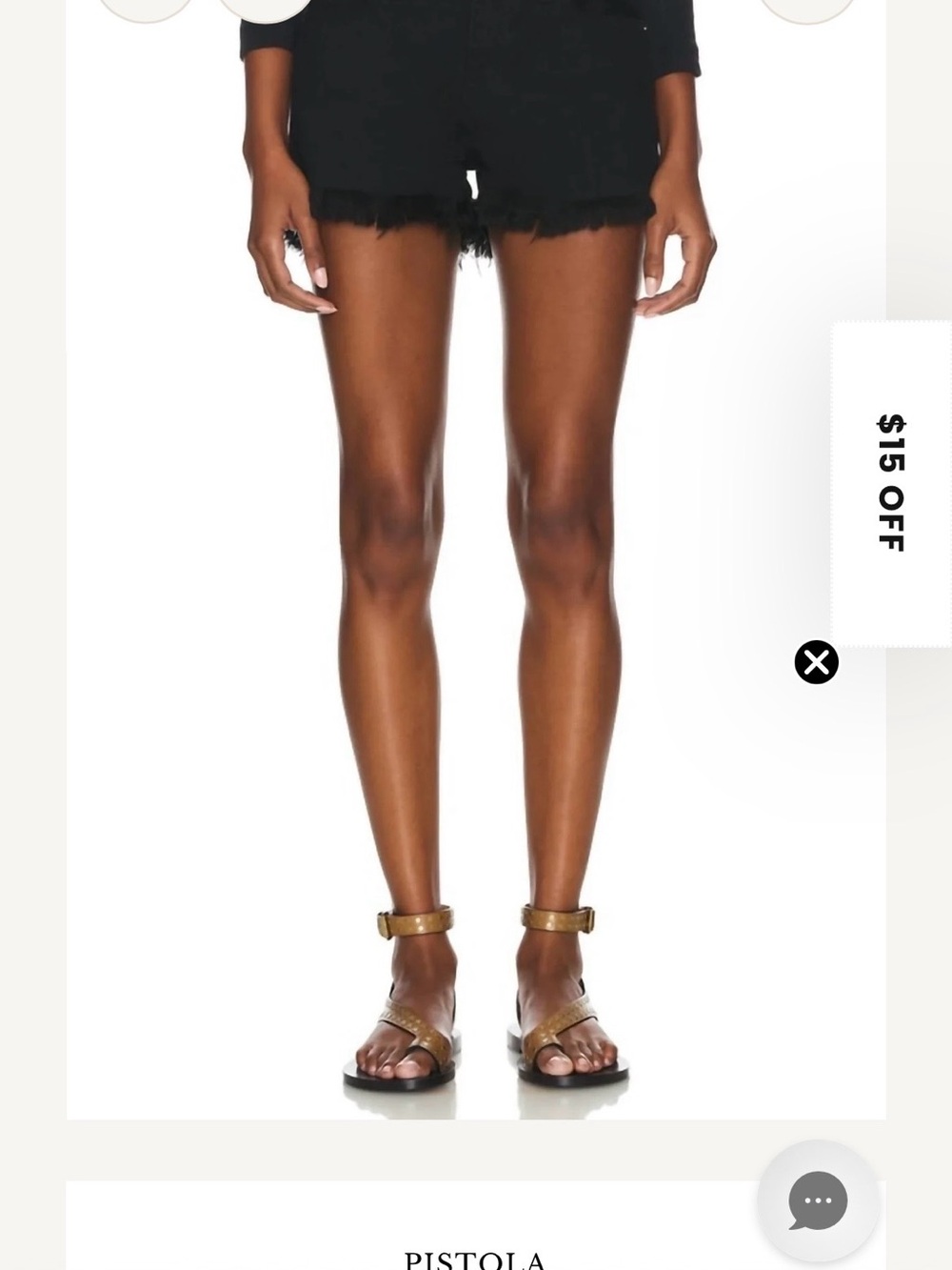 pistola Gigi Black Frayed Hem Denim Shorts